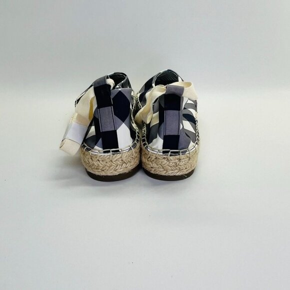 Draper James Georgia Wedge Espadrilles Women's Size 10 Navy, White Ankle Tie - Picture 2 of 13